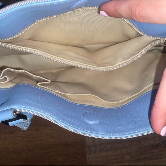 Salvatore Ferragamo Light Blue Vara Tiered Grosgrain Braided Handbag - Picture 7 of 7